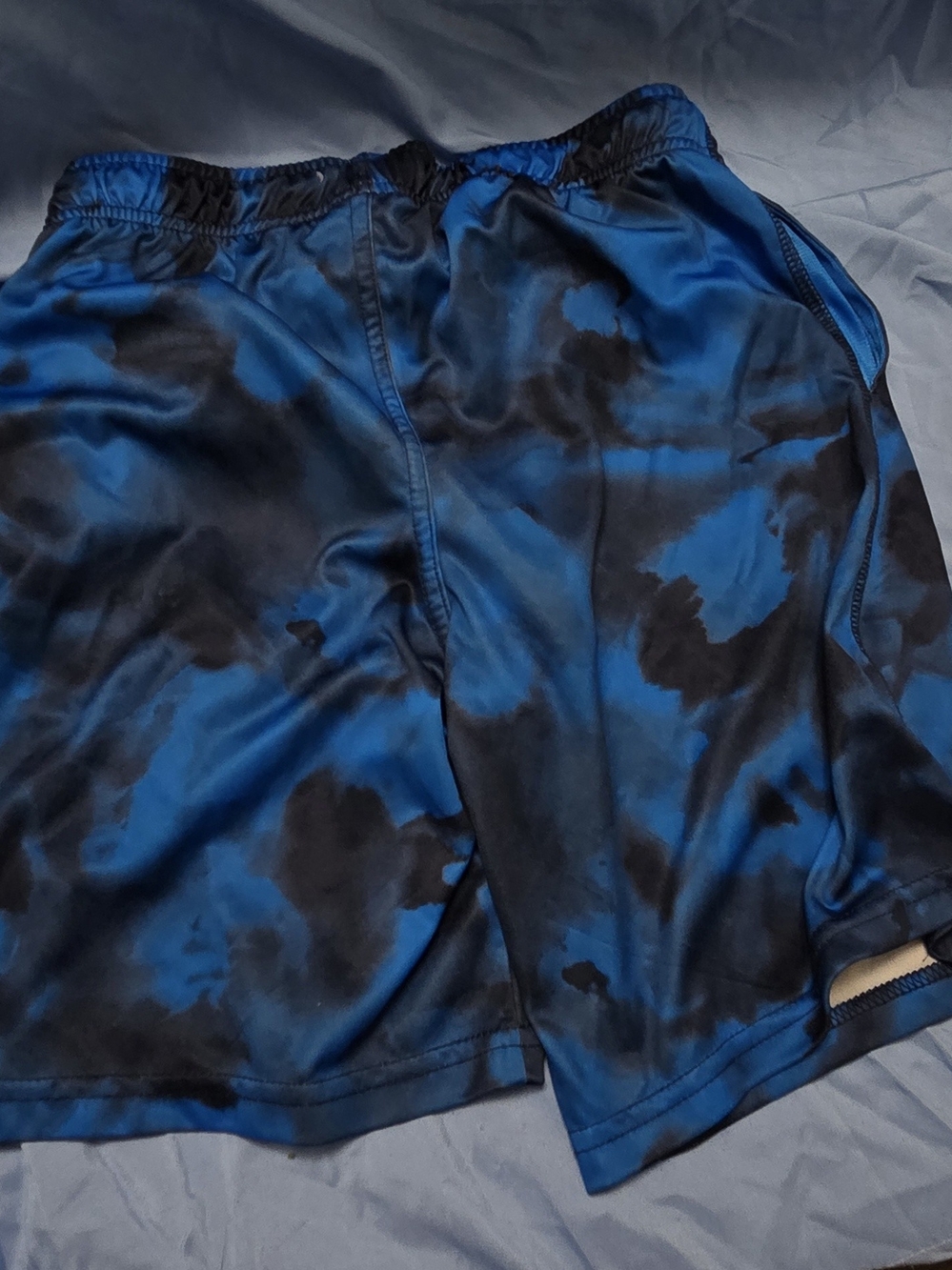 Athletic Works Blue & Black Tie-Dye Kids Athletic Shorts